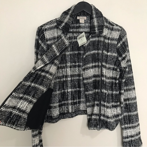 NWT Lucky Brand Harper Sweater Tweed Moto Jacket - Picture 5 of 10